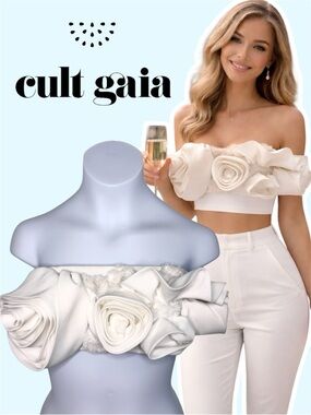 NWT Cult Gaia Off White Simi Bandeau Top Womens Bridal XS & S